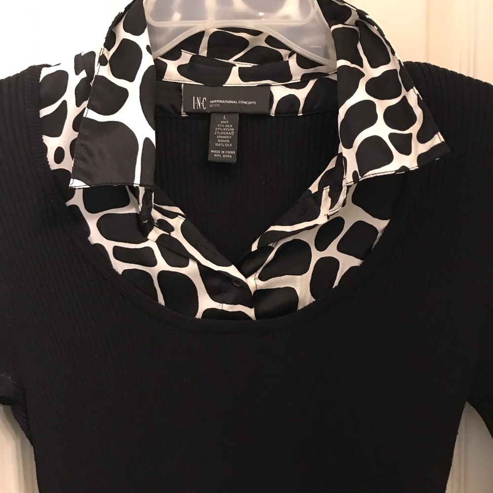 INC giraffe trim knit dress